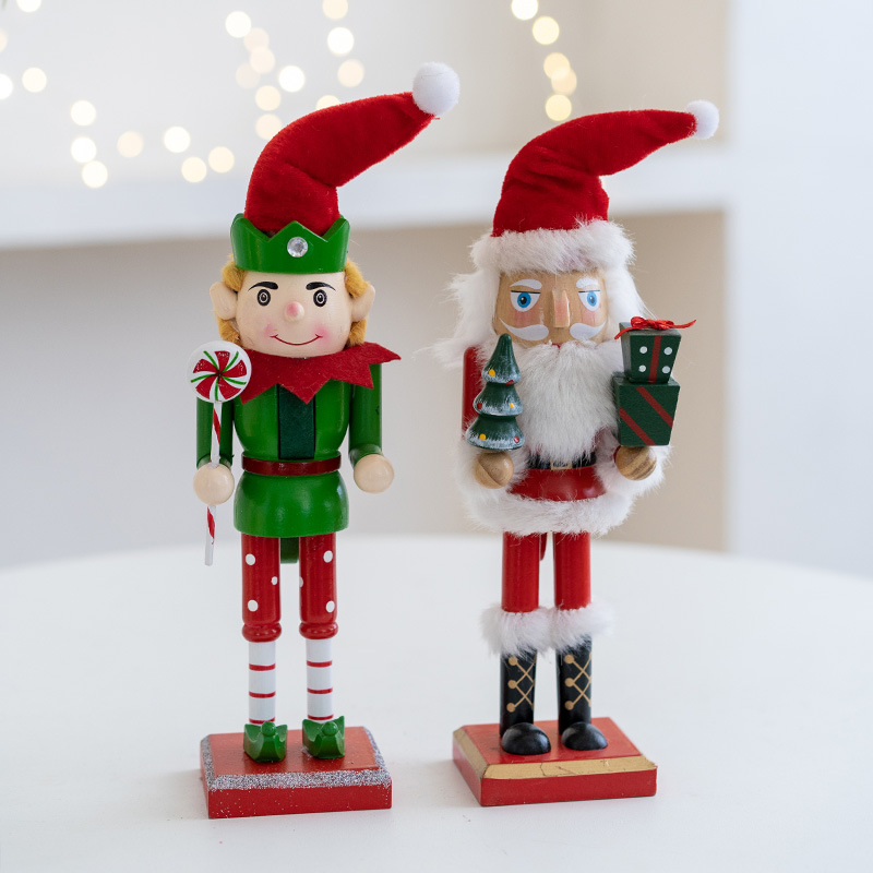 Nutcracker Figurine - Ornamen dekorasi kabinet anggur Natal, ornamen