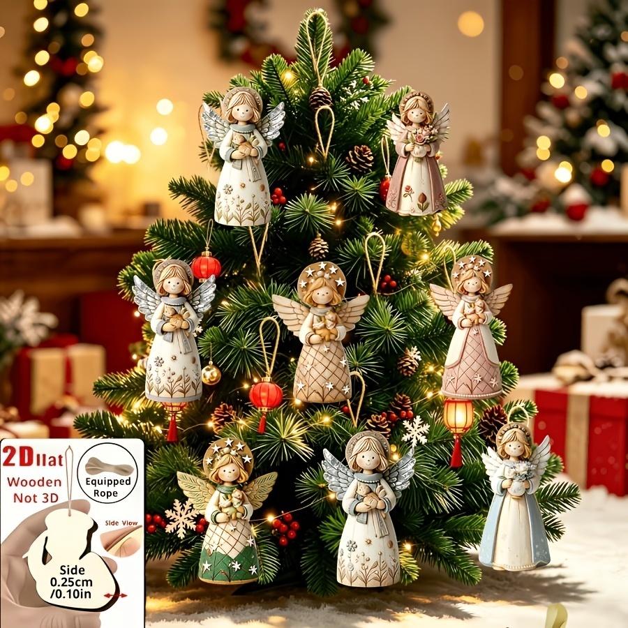 Christmas Tree Artificial - 1/5/10/20/50/100pcs Templat 2D, 8 Ornamen Malaikat