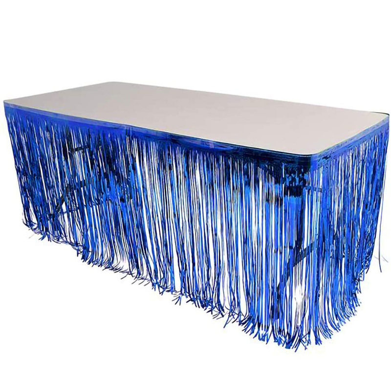 Tinsel Garland Decoration - Rok Meja Foil Pinggiran Tirai Biru